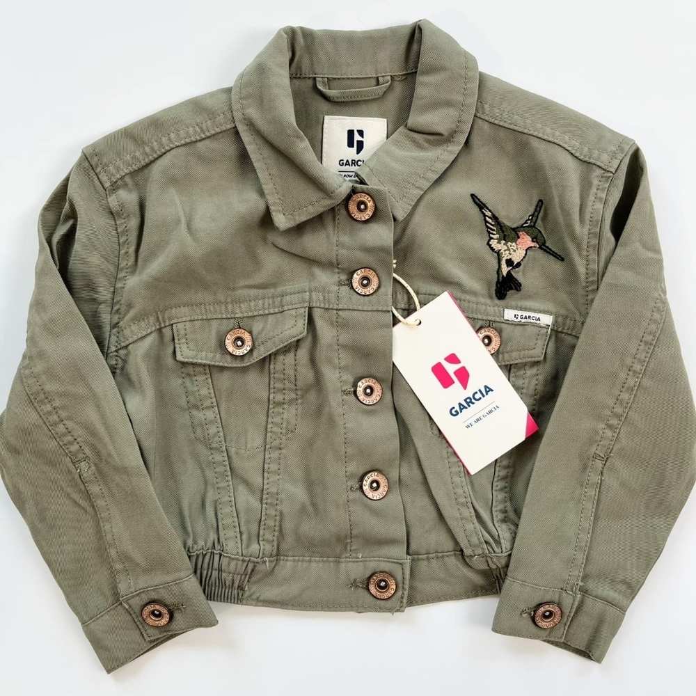 Garcia Kids Olive Jean Jacket with Embroidered‎ Hummingbird